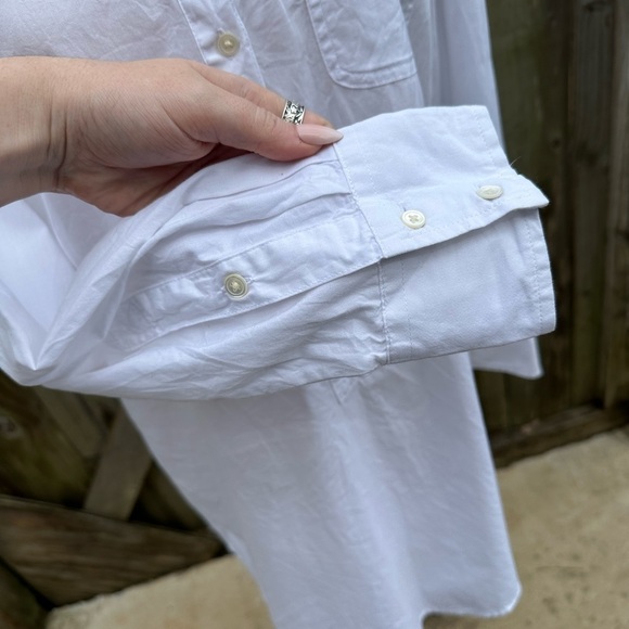 J. Crew Factory White Cotton Classic Everyday Popover Tunic Blouse - Picture 9 of 9